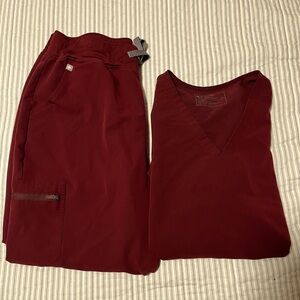 Figs Maroon Women's Scrub Set